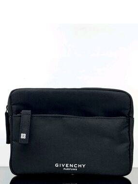 New Givenchy Men Travel Zippered Double Pouch Toiletry Bag Black Comes with Box